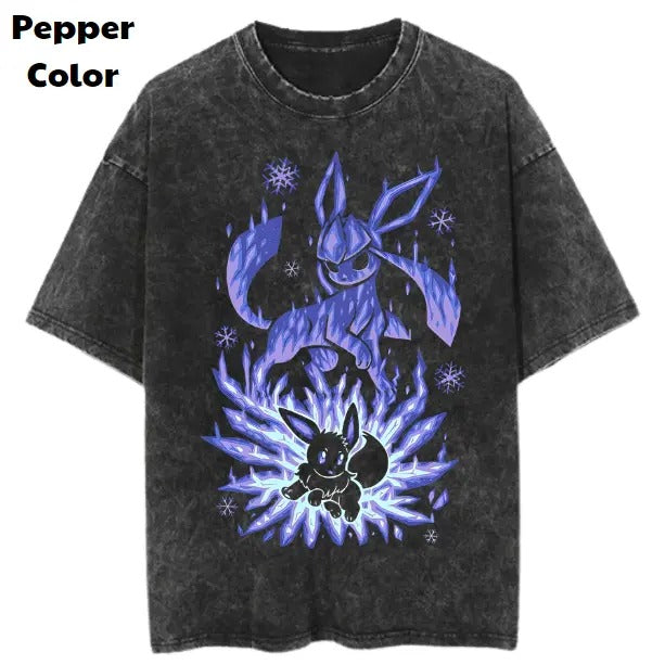 Glaceon Vintage Tee, Eevee T-Shirt, Pokemon Graphic Tees, Unisex Anime Shirt, Menswear Womenswear Streetwear