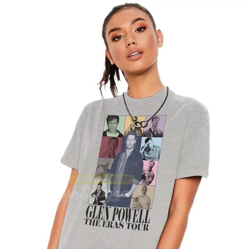 Glen powell tour shirt cool fan art t-shirt Casual Cotton
