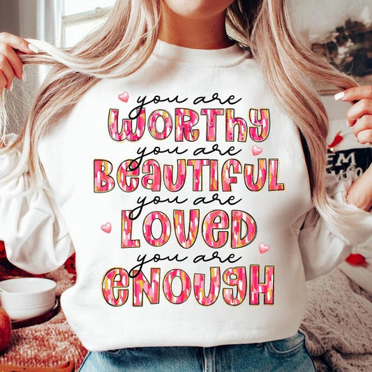 Glitter Valentine Sweatshirt, You are Loved Sweatshirt, Valentine Coquette Heart Sweatshirt, Brushstroke Valentines Sweatshirt, You are Enough Sweatshirt, Love like Jesus Sweatshirt