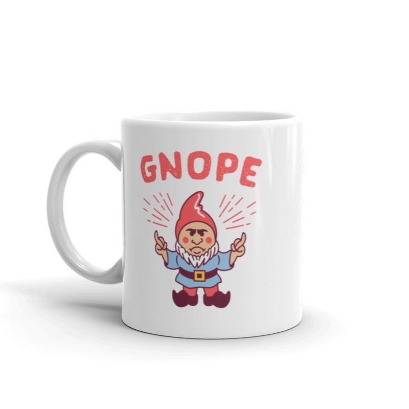 Gnope Mug Funny Nope Little Gnome Wizard Graphic Novelty Coffee Cup -11oz Funny Coffee Mugs Ceramic Printed Drinkware Cup