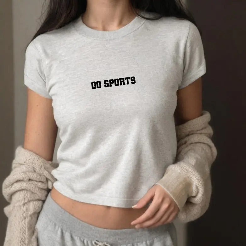 Go Sports Baby Tee Football Fan Graphic T, 90s T Shirt Girly pop y2k baby tee 90s b