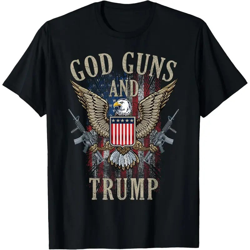 God Guns And Trump 2nd Amendment Flag AR15 American Flag T-Shirt made in usa