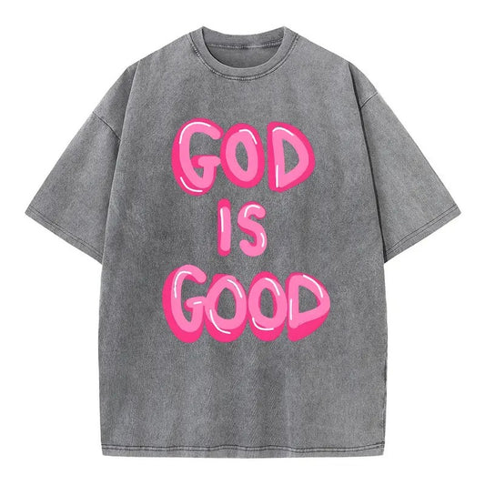 God Is Good Christian Washed T-Shirt, Christian Jesus  t shirts, Vintage 90s Graphic Tee Gift Cotton Top Womenswear Bottom