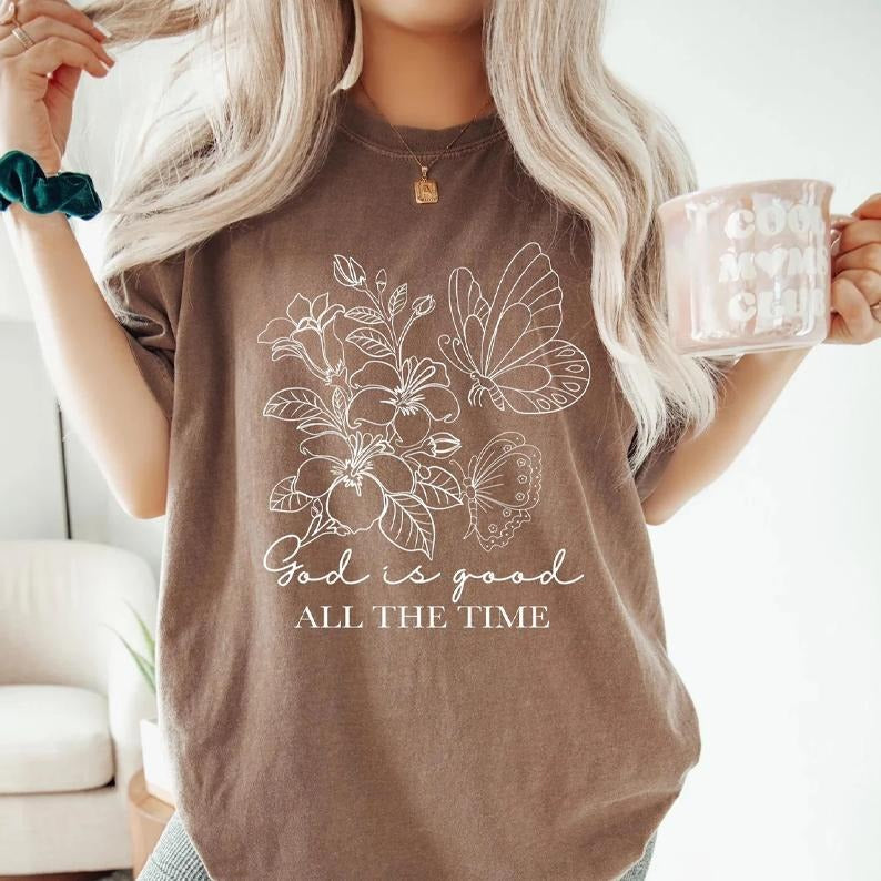God Is Good Shirt, Boho Christian T Shirt For Women, Floral Bible Verse Tee, Faith Based Jesus Apparel, Girls Religious Gift, gift