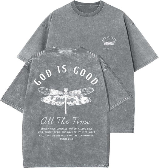God Is Good Unisex Washed T-Shirt, Christian t shirts, Vintage 90s Graphic Tee, Gift Top Womenswear Cotton Mineral Colorstyle{n002}2