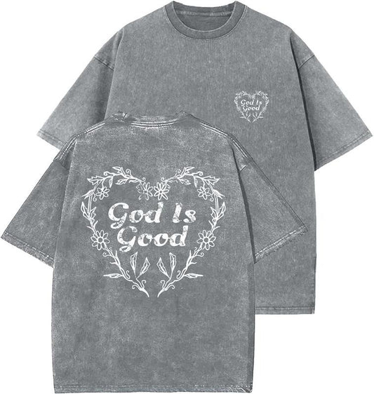 God Is Good Unisex Washed T-Shirt, Christian t shirts, Vintage 90s Graphic Tee, Gift Top Womenswear Cotton Mineral Colorstyle{n002}5