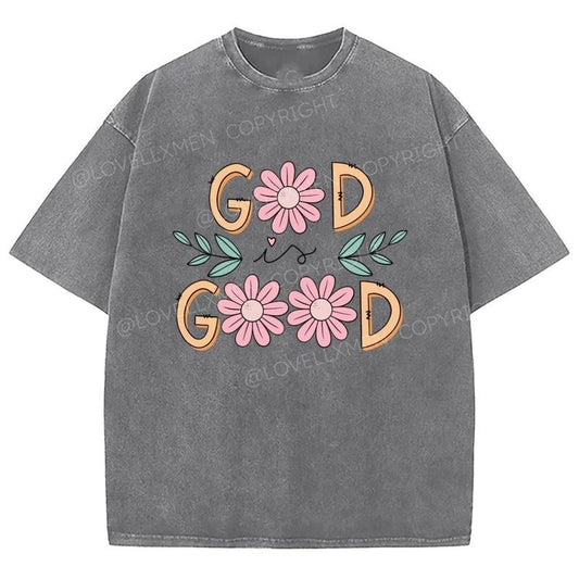 God Is Good Unixes Washed T-Shirt, Christian Jesus  t shirts, Vintage 90s Graphic Tee Gift Cotton Top, Mineral color