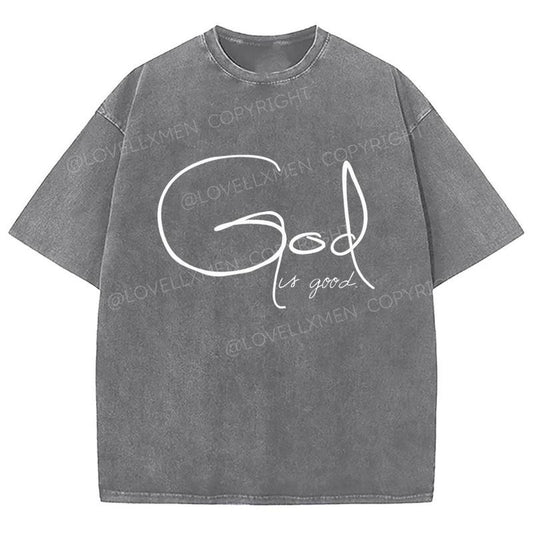 God Is Good Unixes Washed T-Shirt, Christian t shirts, Christian Jesus  t shirts, Vintage 90s Graphic Tee Gift Cotton Top Womenswear, Mineral color