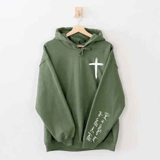 God Is Within Her Sweatshirt with Quote on Sleeve, Christian Sweatshirt, Jesus Lover Gift Cross Sweatshirt, Religious Sweatshirt  T-shirt, sweater and Hoodie