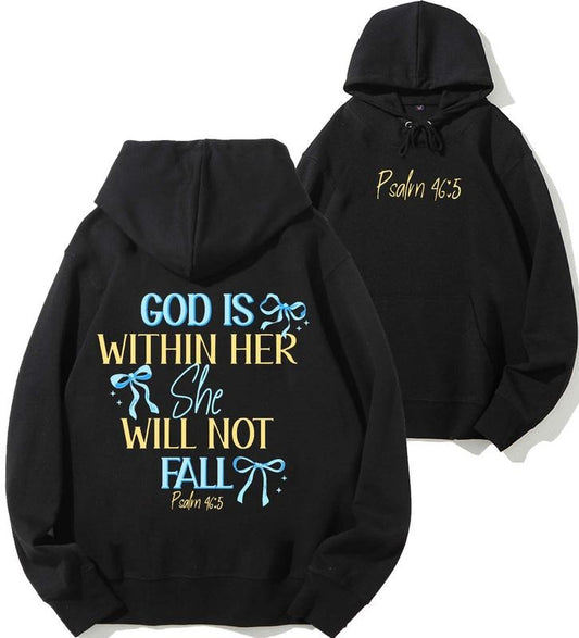 God Is Within Her Unisex Drawstring Hoodie, Christian t shirts, Vintage 90s Graphic Tee, Gift Top Womenswear Cotton