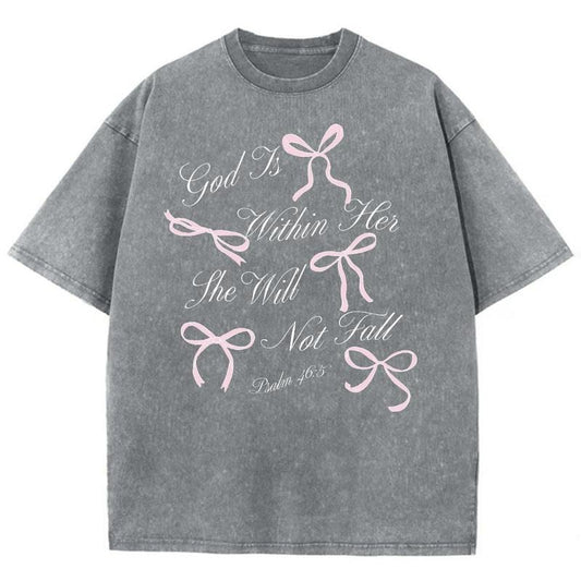 God Is Within Her Unisex Washed T-Shirt, Christian Jesus  t shirts, Vintage 90s Graphic Tee Gift