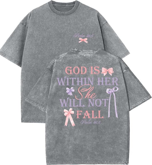 God Is Within Her Unisex Washed T-Shirt, Christian t shirts, Vintage 90s Graphic Tee, Gift Top Womenswear Cottonstyle{n002}3