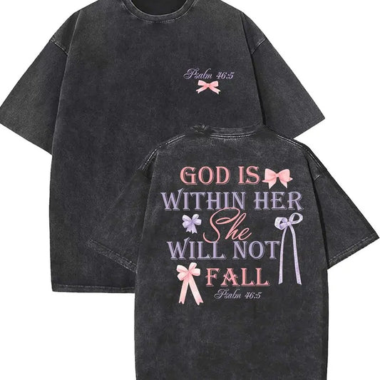 God Is Within Her Unisex Washed T-Shirt, Vintage 90s Graphic Tee, Gift Top Womenswear Cotton