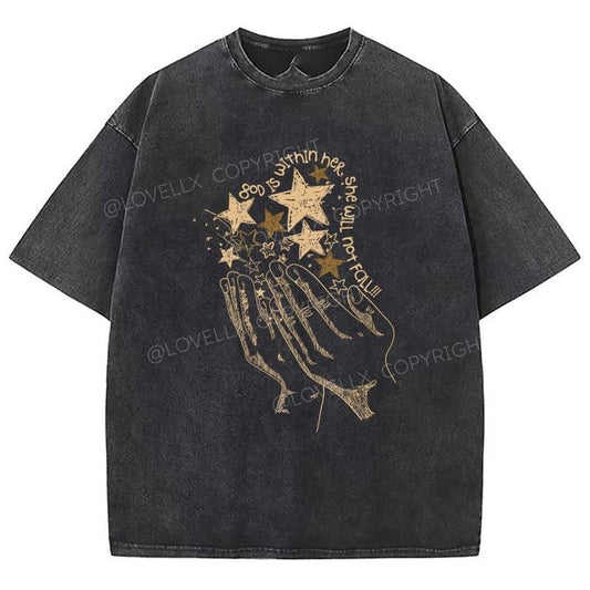 God Is Within Her Unixes Washed T-Shirt, Christian Jesus  t shirts, Vintage 90s Graphic Tee Gift Cotton Top, Mineral color