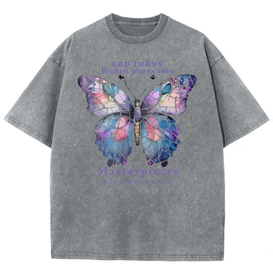 God Turns Broken Pieces Into Masterpieces Unisex T-Shirt, Christian Jesus  t shirts, Vintage 90s Graphic Tee Gift Cotton Mineral color