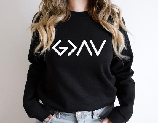 God is Greater Than the Highs and Lows Sweatshirt, Christian Hoodie, Bible Jesus Lover Gift, Faith Sweatshirt, Jesus  Hoodie and Sweater; T-shirt Cotton Polyester Womenswear Light