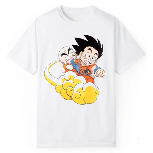 Gokuu And Krillin Vintage Tee, Dragon Ball Shirt, Gokuu x Krillin Riding Flying Nimbus Shirt, Flying Nimbus Shirt, Dragon Ball Vintage Anime Shirt, Anime Shirt, Unisex T-Shirt, Gift For Anime Fans