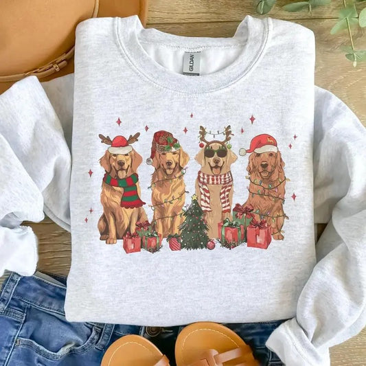Golden Retriever Christmas Sweatshirt T-shirt Hoodie, Retro Dog Christmas Sweater, Golden Mom, Gift for Dog Lover, Xmas Shirt Holiday Shirt