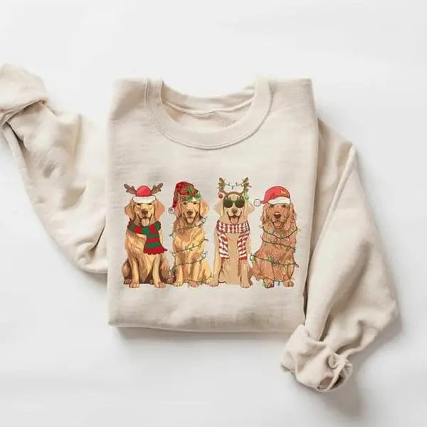 Golden Retriever Christmas Sweatshirt, Dog Christmas Shirt, Golden Mom Tshirt, Gift for Dog Lover, Holiday Sweater, New Year Shirt, Xmas Tee