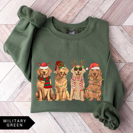 Golden Retriever Christmas Sweatshirt, Dog Christmas Shirt, Golden Mom shirt, Gift for Dog Lover, Holiday Sweatshirt, Dog Sweatshirt, Gift For Her, Xmas Tee