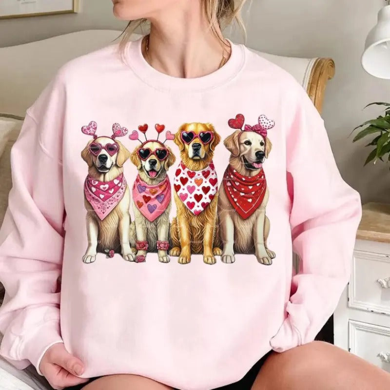 Golden Retriever Valentine Sweatshirt, Valentine Dog Shirt, Dog Lover Shirt, Golden Retriever Lover Hoodie, Dog Mom Shirt, Golden Dog Shirt