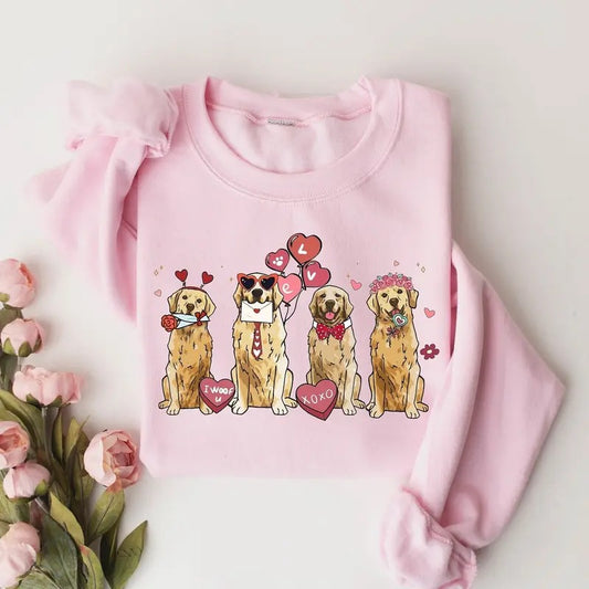 Golden Retriever Valentine Sweatshirt, Valentines Day Golden Retriever Shirt, Dog Lover Valentines Sweatshirt, Dog Valentine Shirt, Golden Retriever Mom Shirt, Golden Retriever Dad Shirt