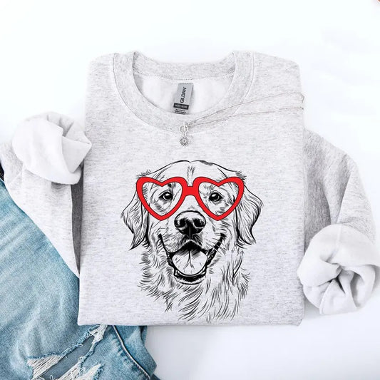 Golden Retriever, Pet, Dog Breed, Valentine's Sweatshirt, Crew Neck, Women's, Crewneck, Valentine's Day, Love, Heart, Cupid