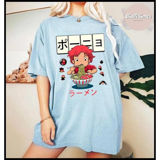 Goldfish Ponyo Ramen Shirt, Ponyo And Sosuke Shirt, Ghibli Shirt, Hayao Miyazaki, Studio Ghibli Gift