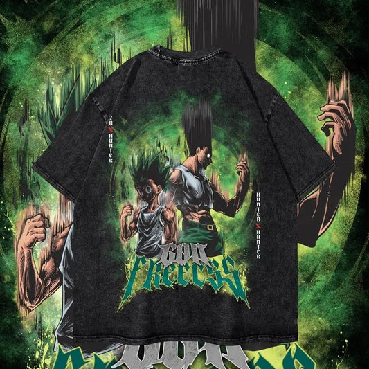 Gon - Hunter X Hunter Anime Vintage Oversized Mineral Washed Heavy Cotton Special Graphic T-shirt Gift For Anime Fan, Anime Lover