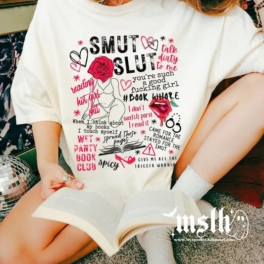 Good Girls Read Smut, Smut T-Shirt, Spicy Book Shirt, STFUATTDLAGG, Buy Me Books, Reader, Spicy Literature, Spicy Book Club, Smut tshirt - Gift for Bookish Her Classic Cotton Short Sleeve T-Shirt
