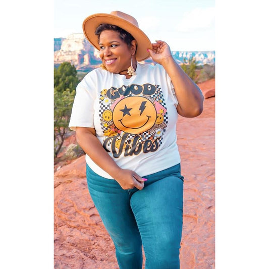 Good Vibes Graphic T-Shirt Cotton Sleeve