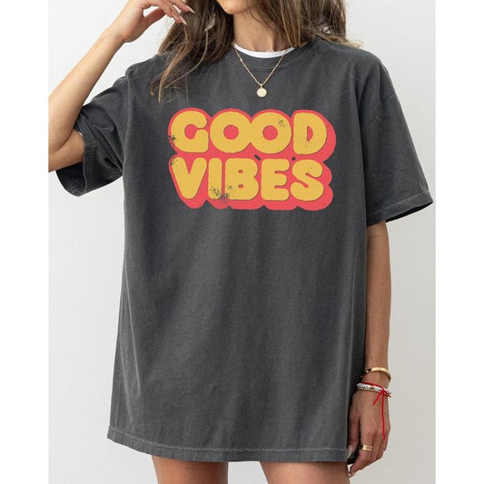 Good Vibes, Good Times, Retro, Cool, Vintage Tshirt, Women's Comfort Color Tee, Tshirt