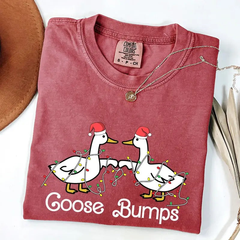 Goose Fist Bumps, Christmas, Santa, Cute, Funny, Xmas Tshirt, Christmas Comfort Colors Tshirt, Women's Graphic Tee, Xmas, Santa, Winter, Snow