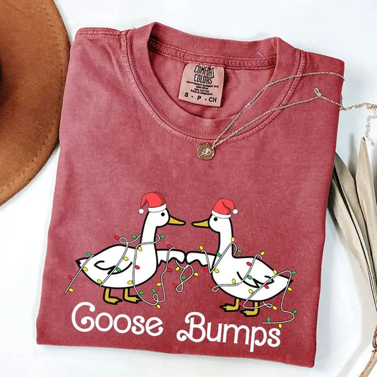 Goose Fist Bumps, Christmas, Santa, Cute, Funny, Xmas Tshirt, Christmas Comfort Colors Tshirt, Women's Graphic Tee, Xmas, Santa, Winter, Snow