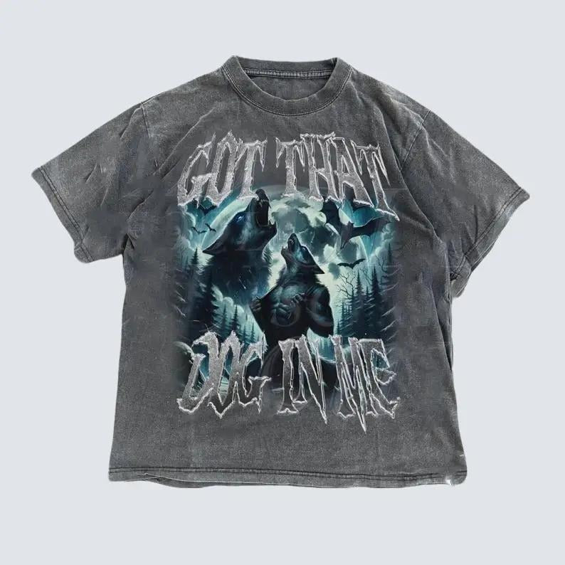 Got That Dog In Me Alpha Wolf Shirt, Vintage 90s Style Werewolf Shirt, Wolf Emo Meme Shirts, Mental Health Tee, Wolf Sigma, Goth Rock Tee