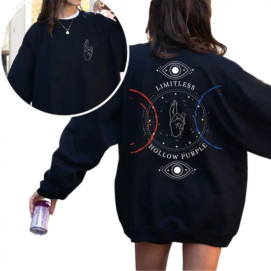 Gothic JJK Limitless Hollow Purple Characters Anime Lovers Tshirt Crewneck Hoodie