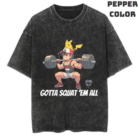 Gotta Squat 'Ém All Vintage Graphic Tees, Gym T-Shirt, Pokemon Shirts, Vacation Outfits, Unisex Anime Manga Shirt Top Menswear Womenswear Streetwear