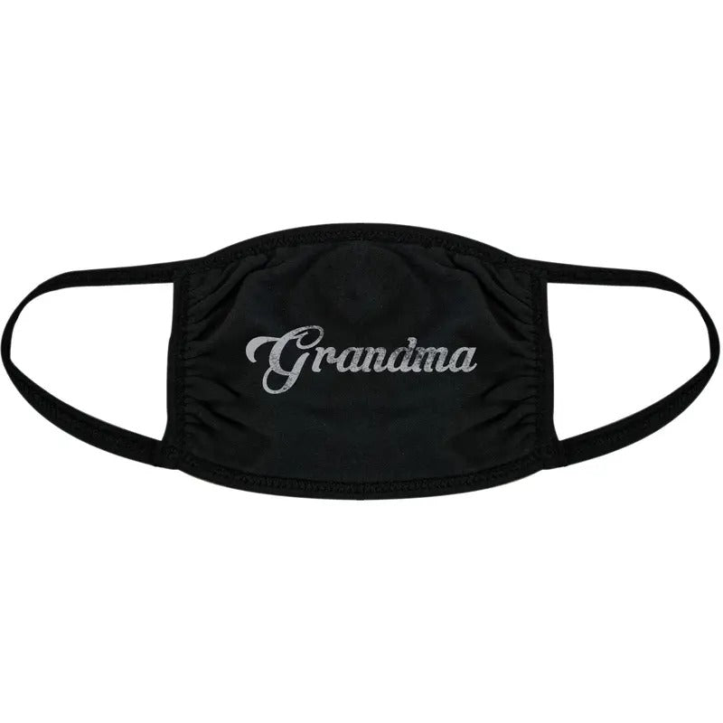 Grandma Face Mask Cute Grandparents Family Novelty Graphic Nose And Mouth Covering Funny Masks for Adults Funny Grandma  Novelty Masks for Adults Black