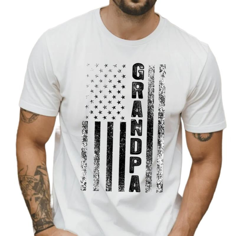 Grandpa Shirt Us Flag Tee, Grandpa Gift, Fathers Day Gift, Grandfather T Shirt, Grandpa Gift From Grandson Granddaughter, Unisex Short Sleeve Tee, Classic Streetwear graphic