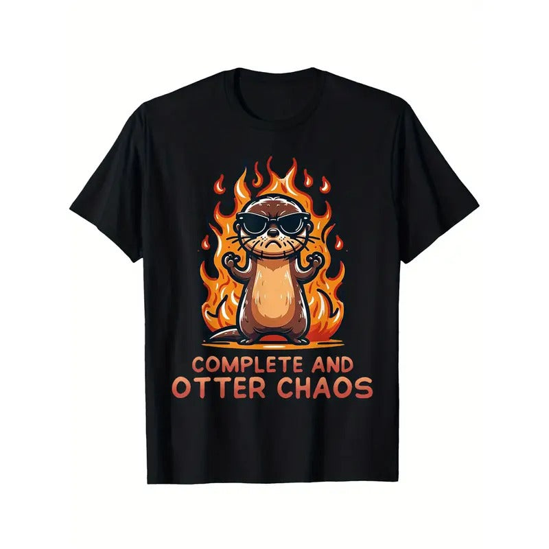 Graphic Otter Cartoon Complete And Otter Chaos Lover Animals T-Shirt Made in USAstyle{n002}3