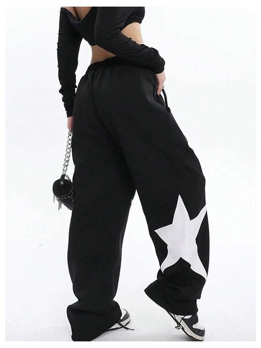 Graphic Print Sweatpants Drawstring High Waisted Long Pants with Pockets