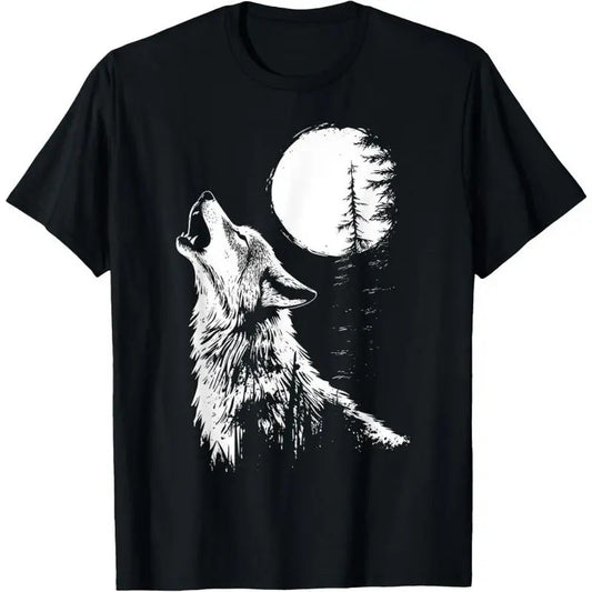 Graphic Tee Wolf Howling Moon Forest Nature Wildlife Animal T-Shirt