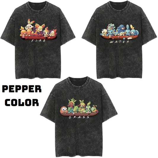 Grass, Water, Fire Vintage Graphic Tees, Eevee T-Shirt, Pokemon Shirts, Pokemon Stuff, Unisex Anime Manga Shirt Top Menswear Womenswear Streetwear