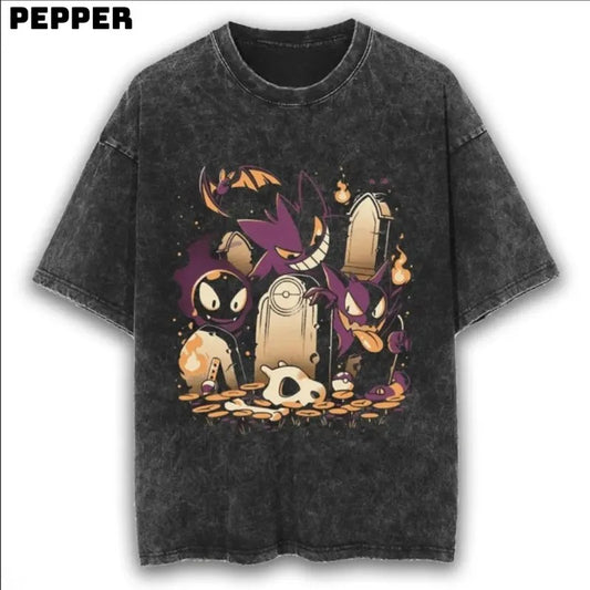 Graveyard Gengar Vintage Tee, Pokemon Shirt, Graveyard Gengar Shirt, Pokemon Merch, Pokemon Graveyard Gengar Shirt, Cute Shirt, Gift For Fan Pokemon, Gift For Him , Gift For Her , Anime Graphic Tee , Trendy Shirt Menswear Top Underwear Tshirt Crewneck