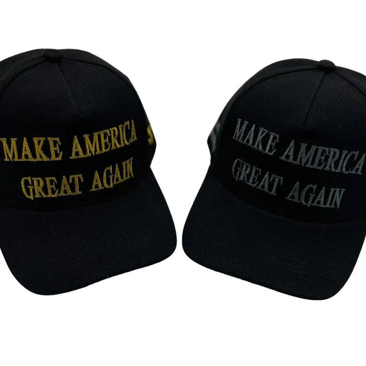 Dark MAGA Make America Great Again Donald Trump 45-47 Never Surrender Embroidered Black/Gold or Black/Gray Hat Baseball Cap