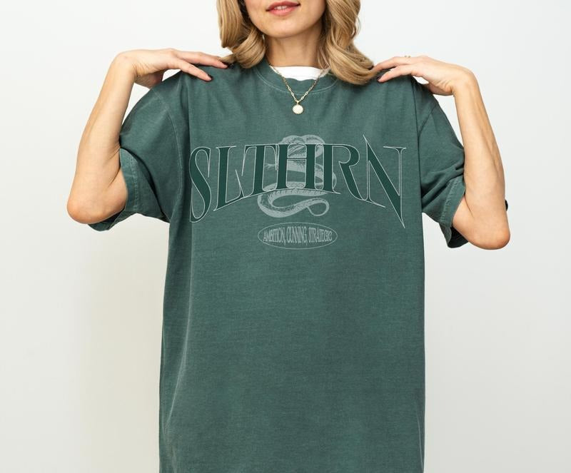 Green House Shirt Comfort Colors Wizard House Shirt Snake House Shirt Malfoy Shirt Pottery T-Shirt Wizard School Shirt