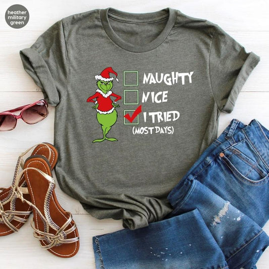 Grinchmas Shirt, Christmas Grinch T-Shirts, Holiday Grinch Clothing, Christmas Gifts, Merry Christmas T-Shirts, Christmas Movie Shirts Classic Cotton Classic Cotton