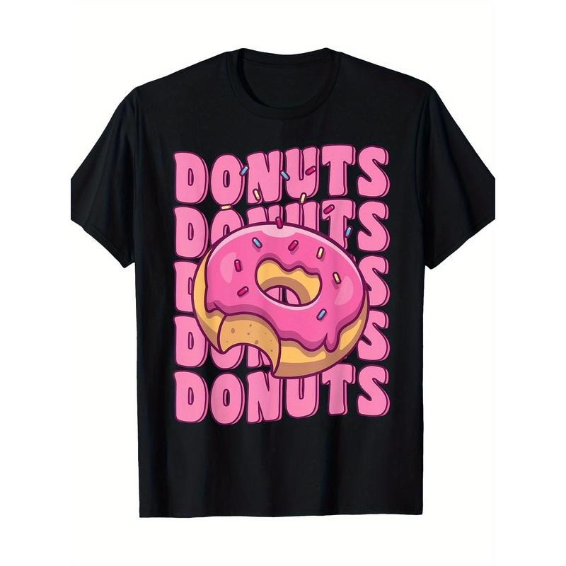 Groovy Pink Donut Squad Sprinkles Donut Lover Matching Donut T-Shirt-100% Cotton 220g made in usa