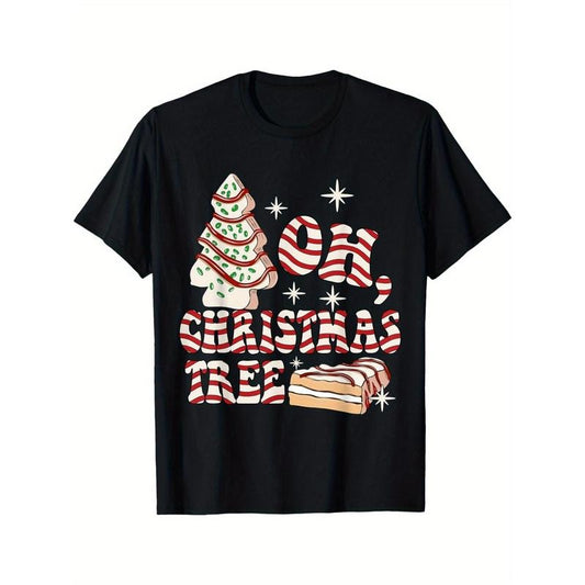 Groovy Retro Christmas Tree Cake T-Shirt for Men - Funny Pajama Holiday Tee made in usa