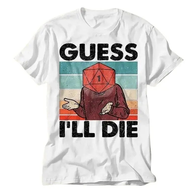 Guess I'll Die D&D Vintage T Shirt Dice DnD D20 Gaming Rpg D And D Cool Gift 80s Retro 90s Top Tee Limited Edition 2181